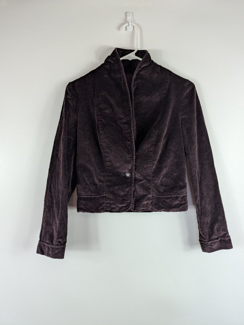 MJ Concepts Sportswear Purple Velvet Blazer Jacket Single Button Vintage 70s/80s